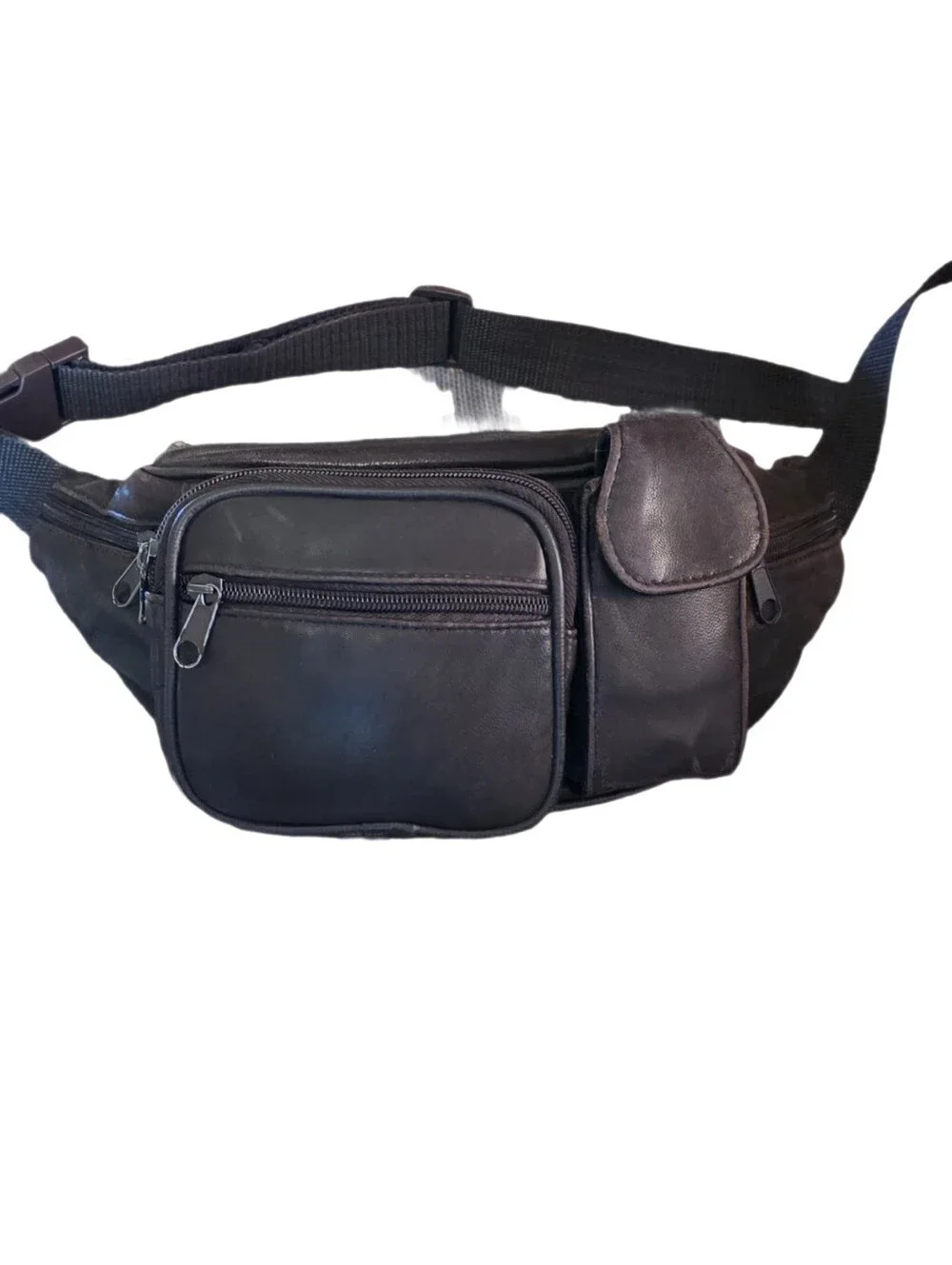 Vintage 90's Espresso Brown Distressed Lambskin Leather Fanny Pack / Waist Bag